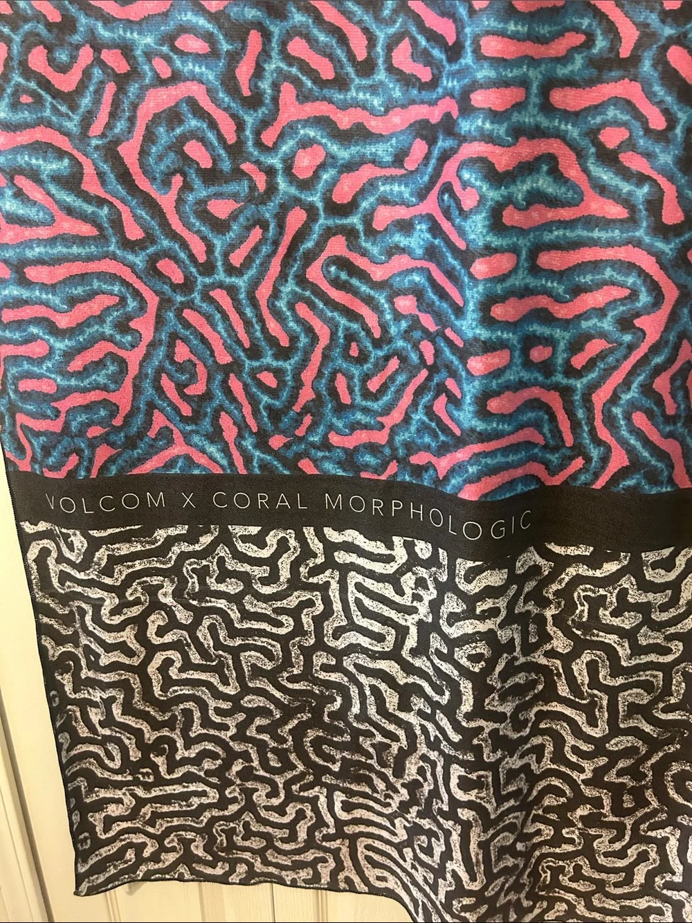 Volcom Coral Morphologic Patterned Towel - Blue, Pink & Black